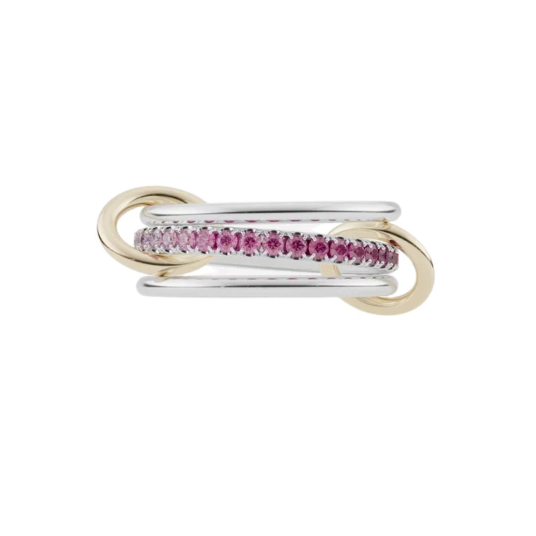 Tigris SG Pink Ombré Stack in Sterling Silver and Yellow Gold