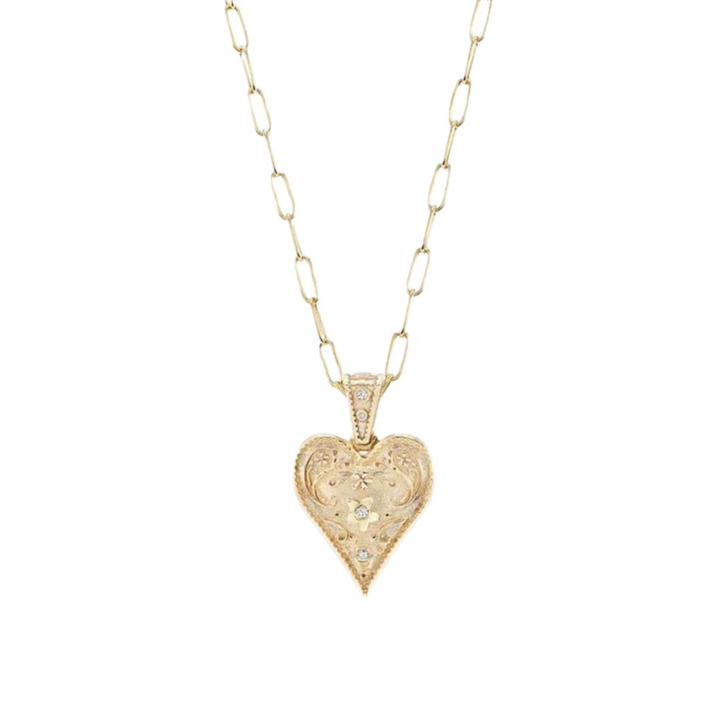 Small Southwestern Heart Charm in Yellow Gold