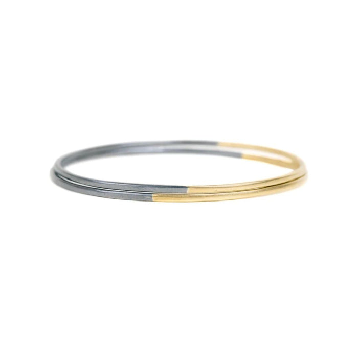 Black + Gold Legacy Stacking Bangle in Yellow Gold and Oxidized Argentium Silver