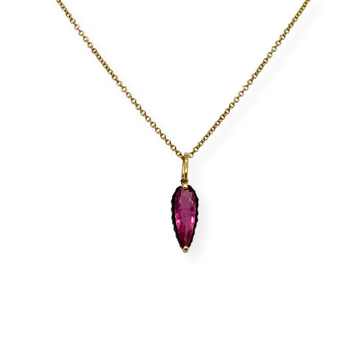 Chroma Pink Tourmaline Pendant in Yellow Gold