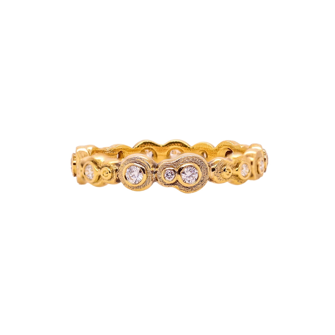Submarine White Diamond Band in Yellow Gold