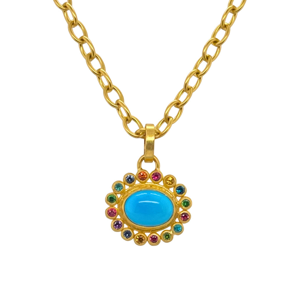 Valentina Sleeping Beauty Turquoise Pendant in Yellow Gold