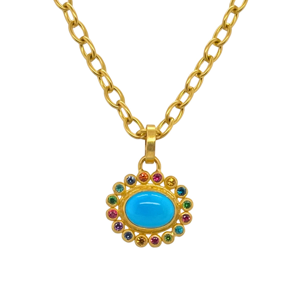 Valentina Sleeping Beauty Turquoise Pendant in Yellow Gold