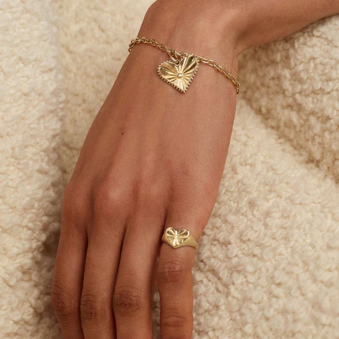 Heart Pinky Ring in Yellow Gold