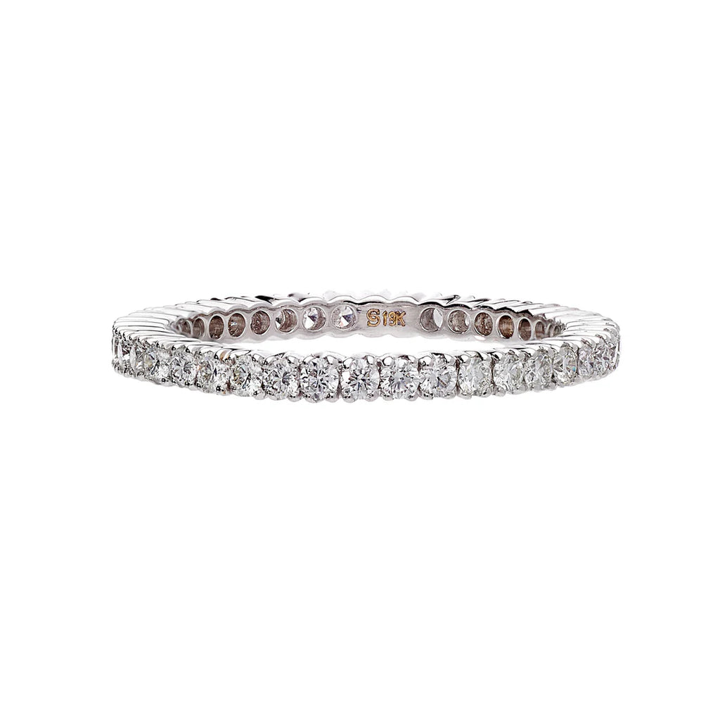 Prong White Diamond Band in White Gold