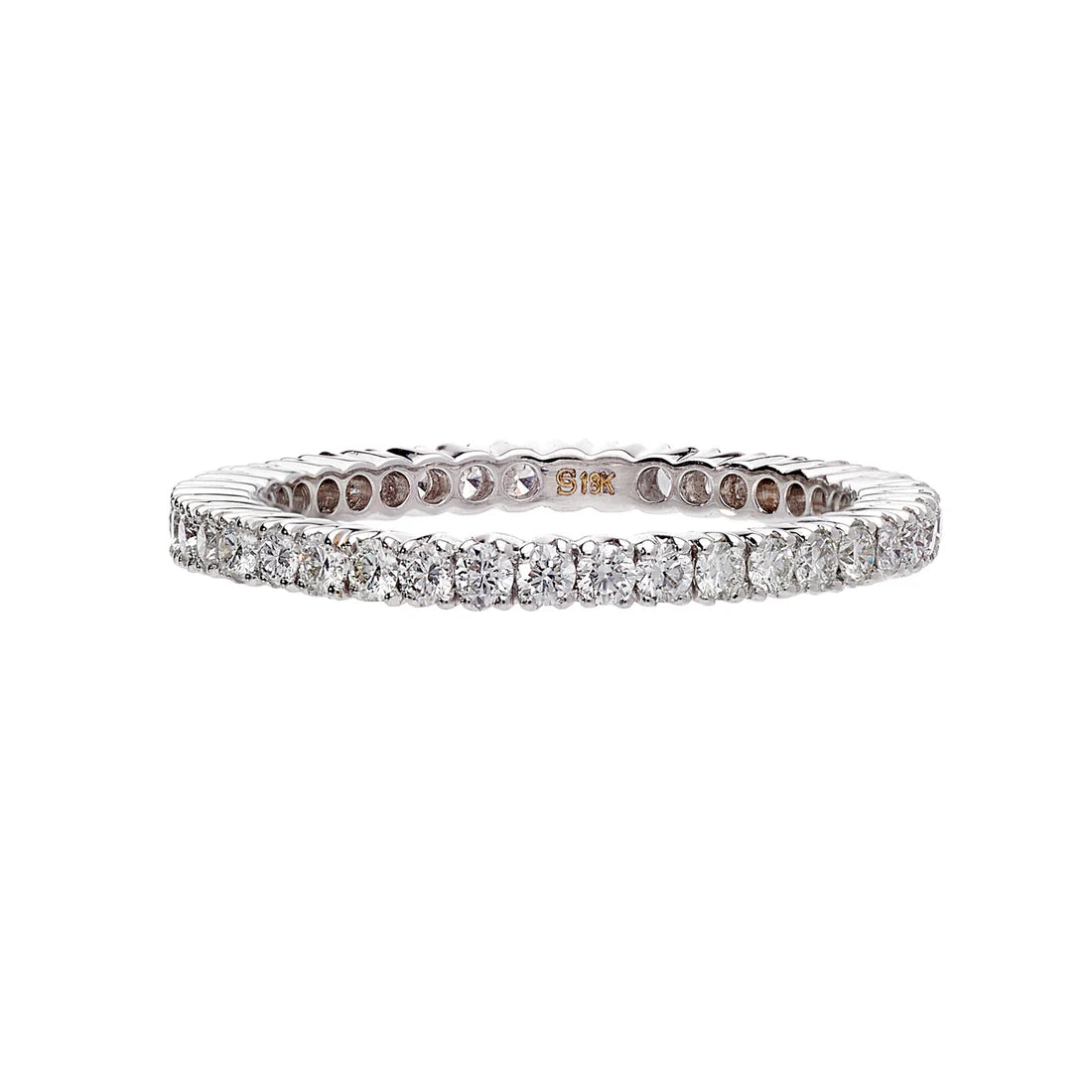 Prong White Diamond Band in White Gold
