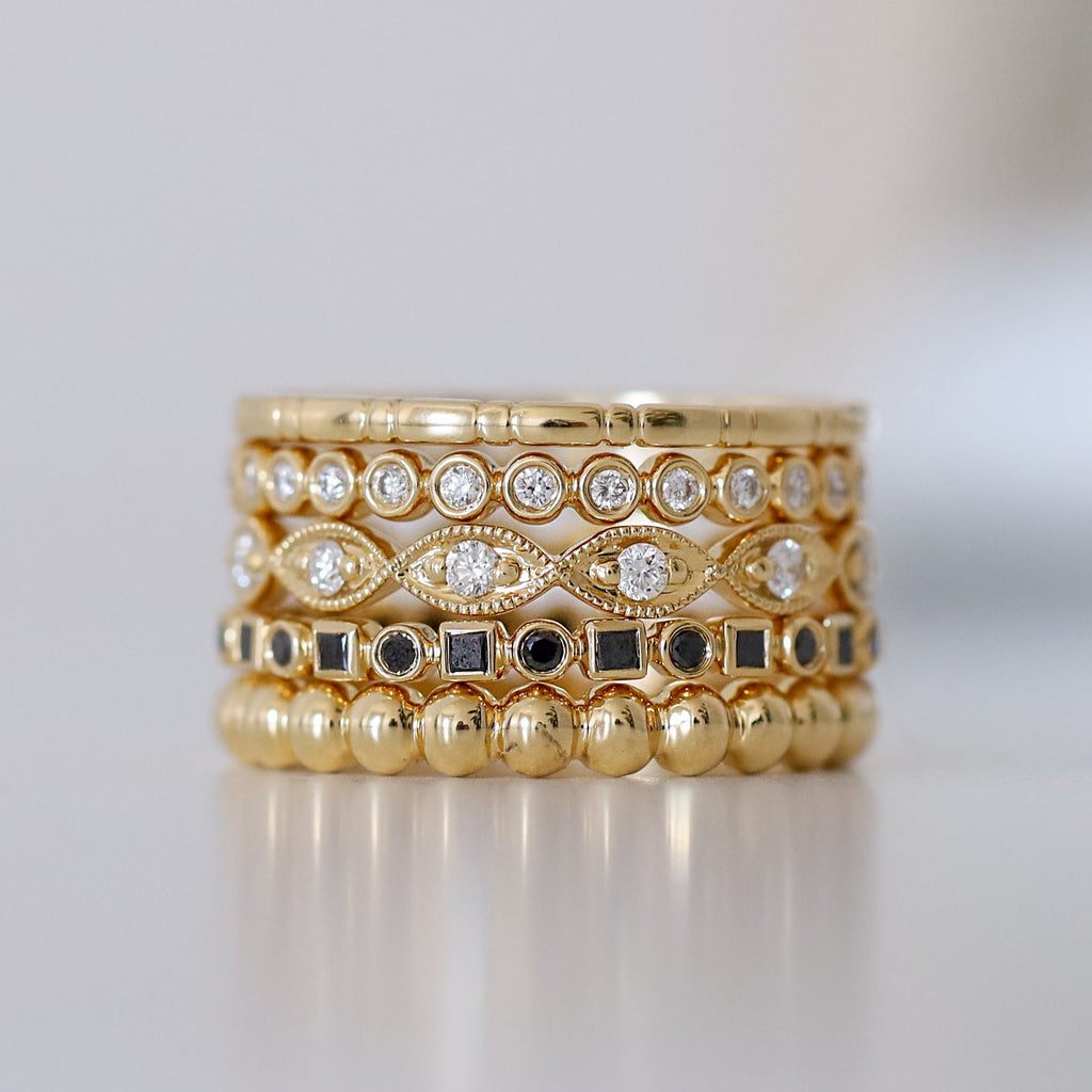Kate Black Diamond Band in Yellow Gold