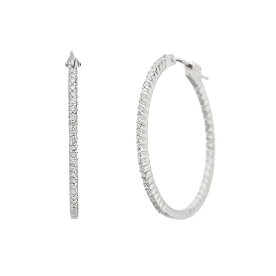Simple Elegance Diamond Medium Hoops in White Gold