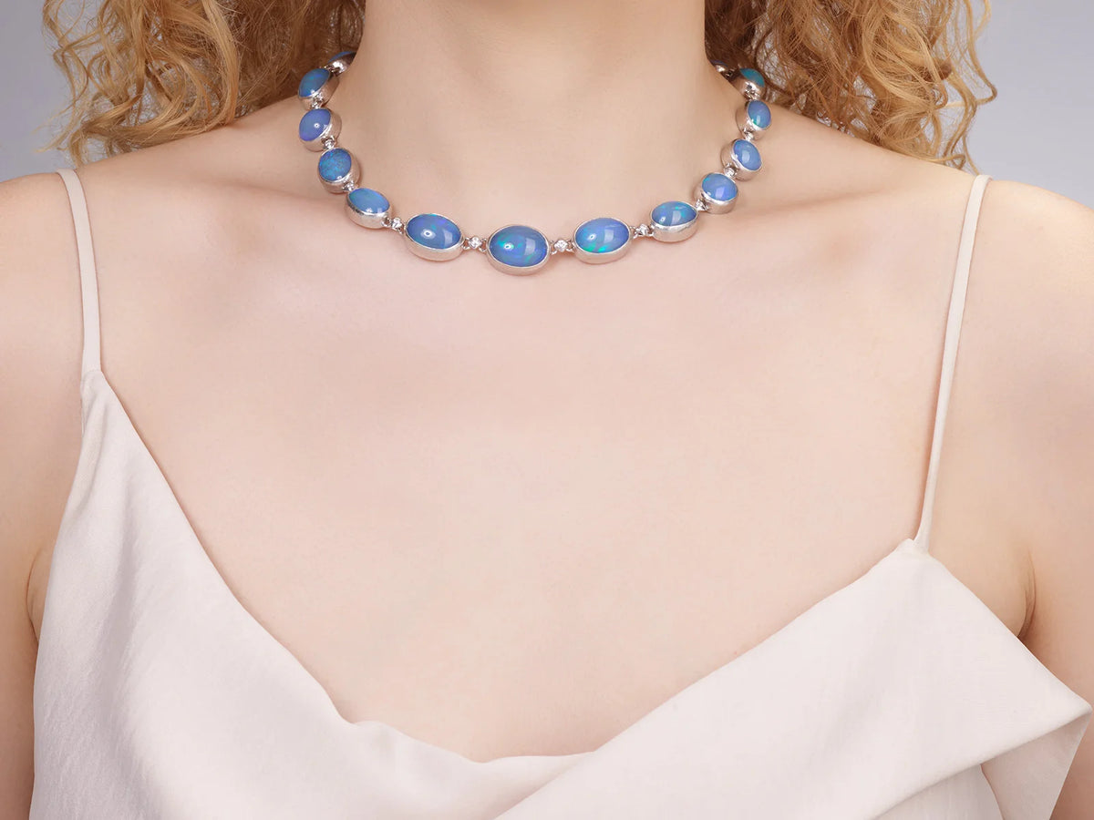 Rune One-of-a-Kind Opal Rivière Link Necklace in Couture Silver