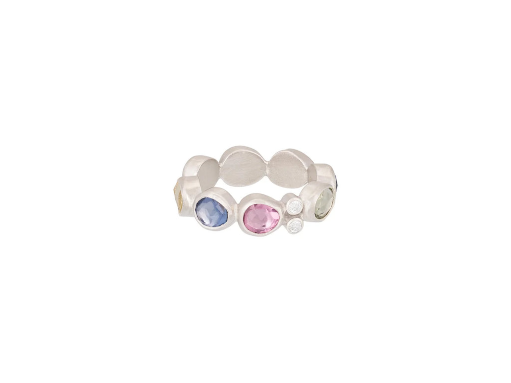 Elements One-of-a-Kind Couture Silver Sapphire All Around Band Ring