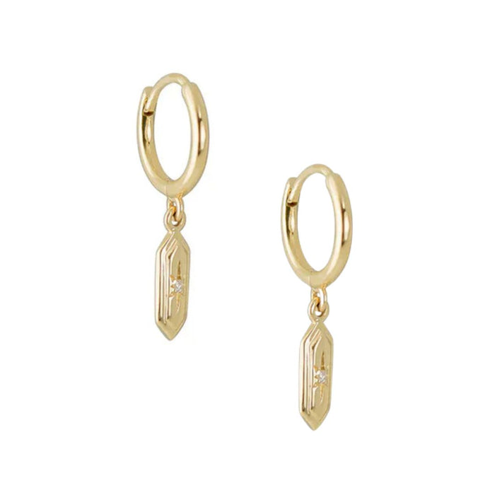 Astra Hexa Diamond Clicker Hoops in Yellow Gold