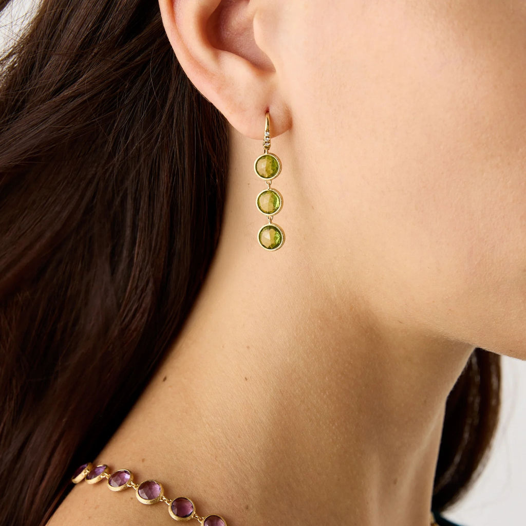 Jaipur Color Peridot Earrings in Yellow Gold