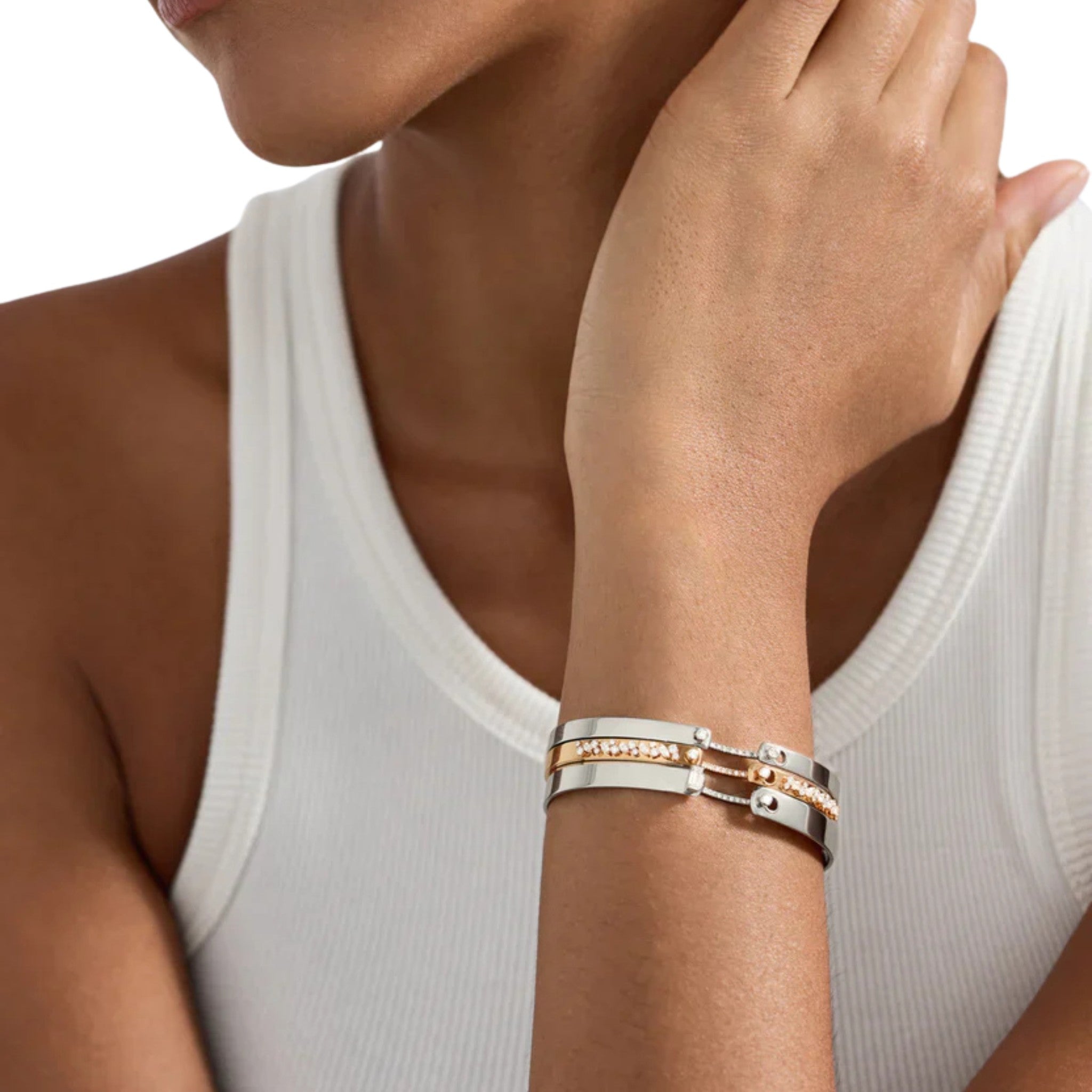 Business Meeting Mood Bangle in White Gold
