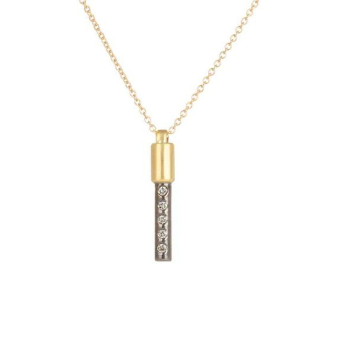 Mini Light Saber Necklace in Yellow gold and Oxidized Argentium Silver