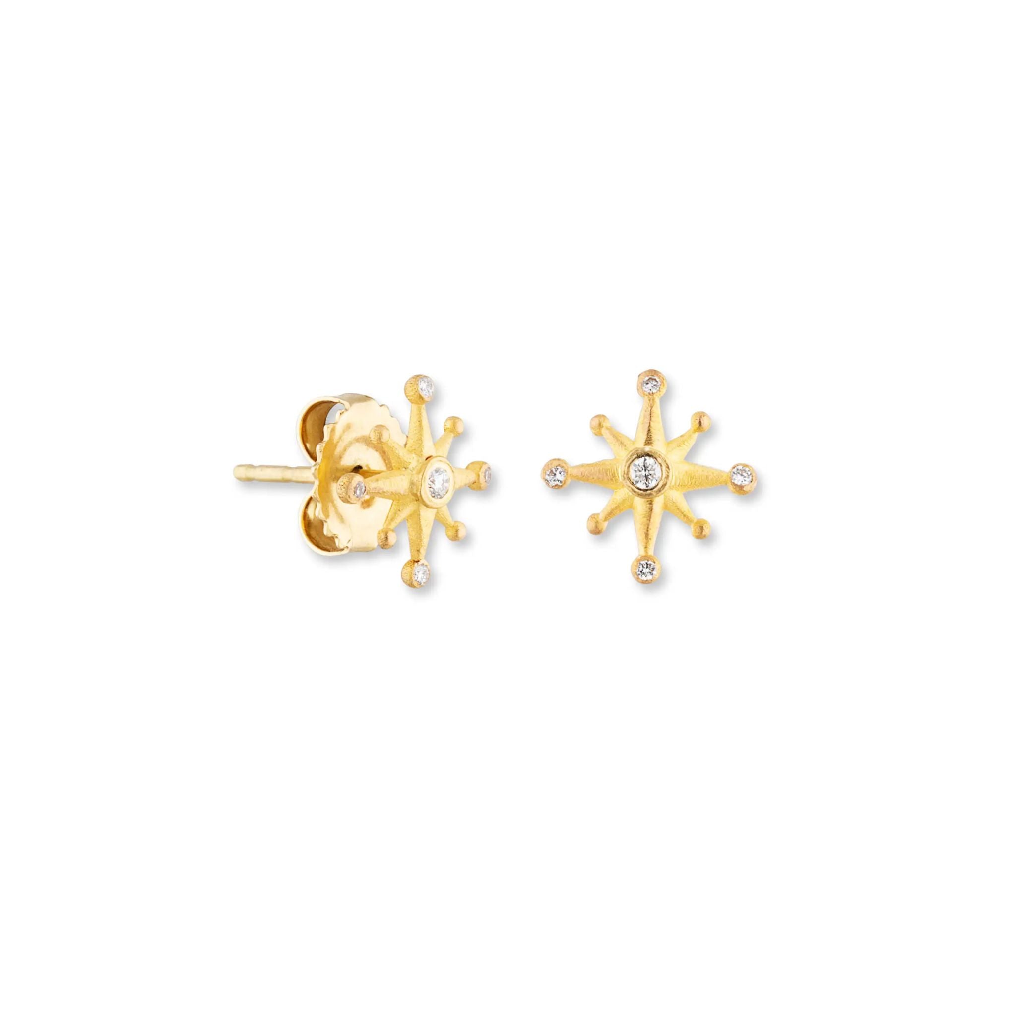Starburst Diamond Studs in Yellow Gold