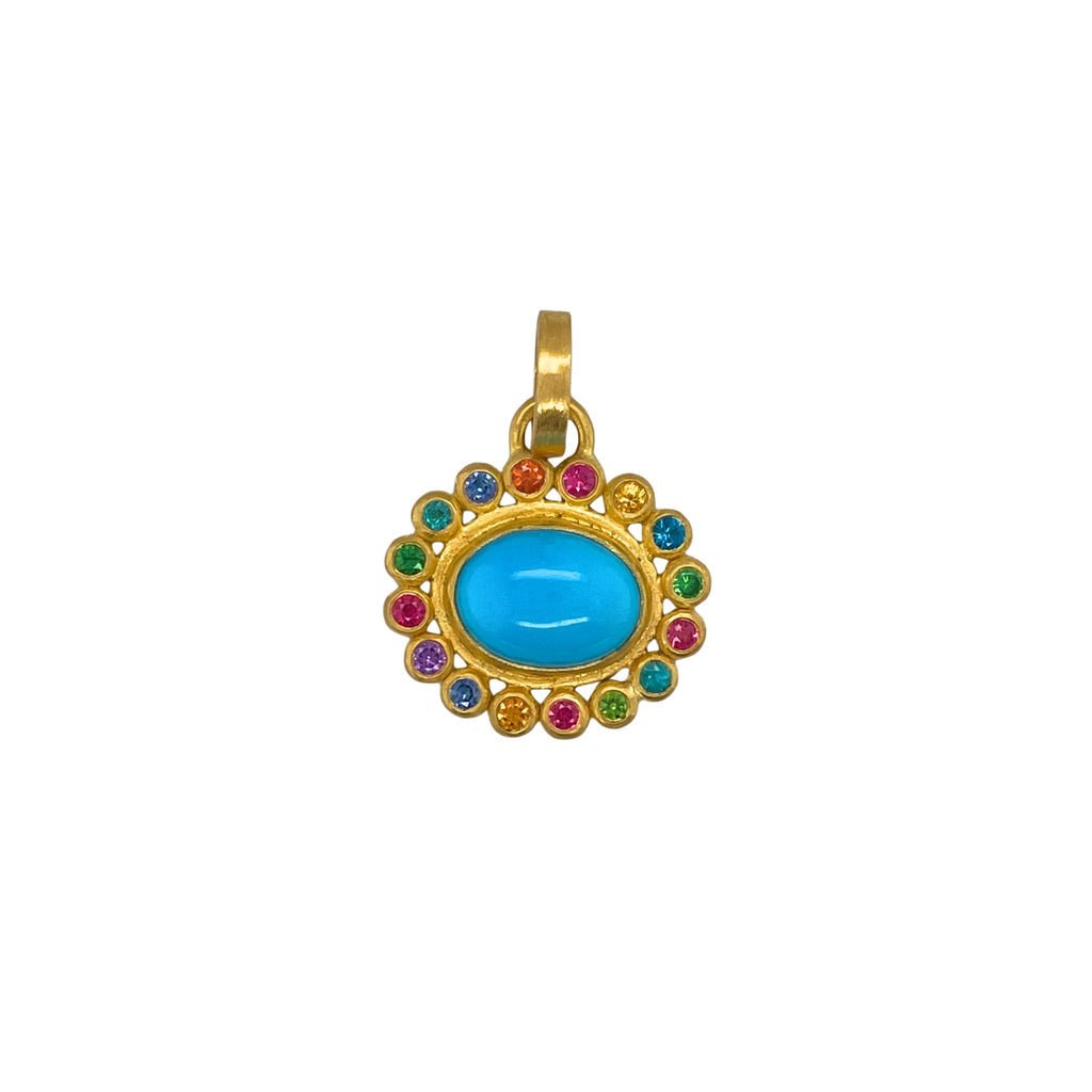 Valentina Sleeping Beauty Turquoise Pendant in Yellow Gold
