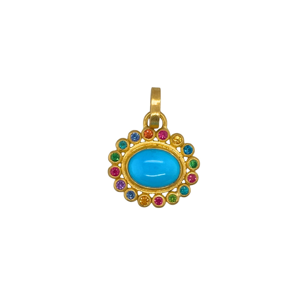Valentina Sleeping Beauty Turquoise Pendant in Yellow Gold