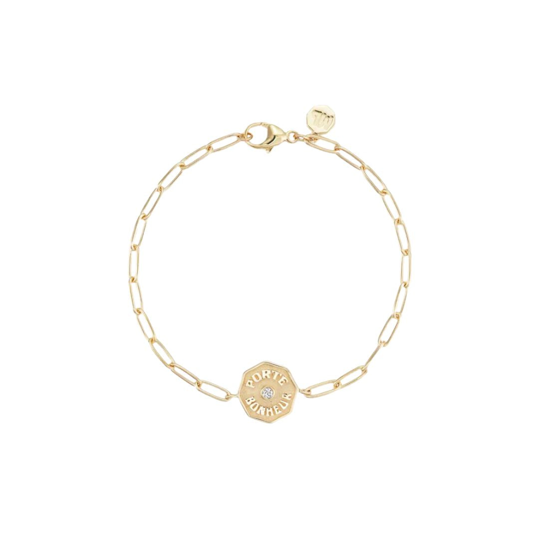 Diamond Petite Porte Bonheur Bracelet in Yellow Gold