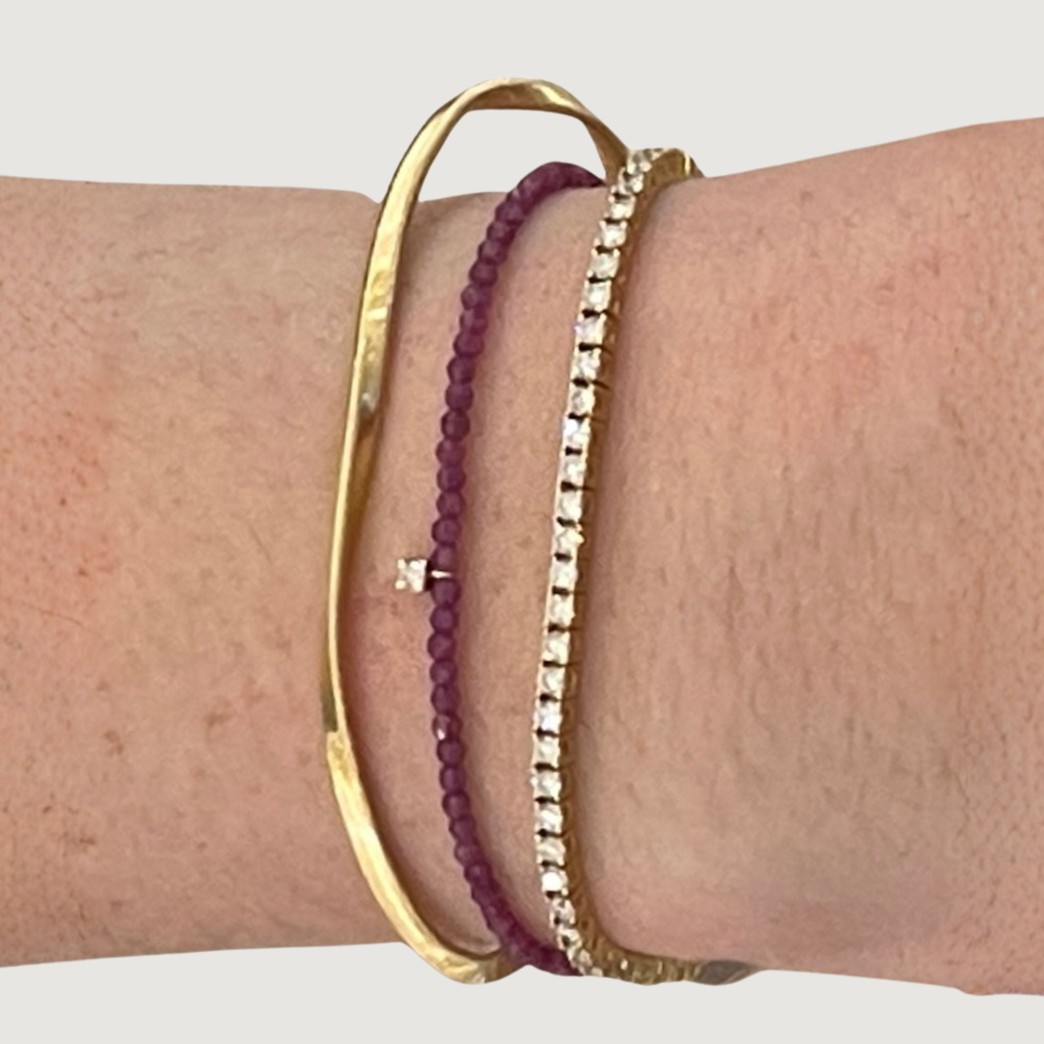 Ruby and Diamond Beaded Bracelet in Yellow Gold