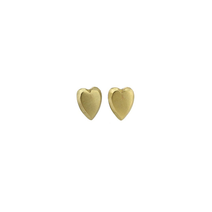 Mini Heart Stud Earrings in Yellow Gold