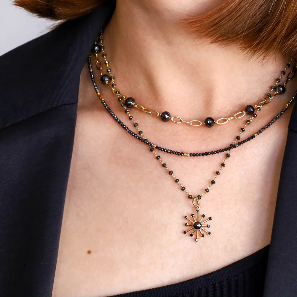 Jillian Black Diamond Chain in Yellow Gold