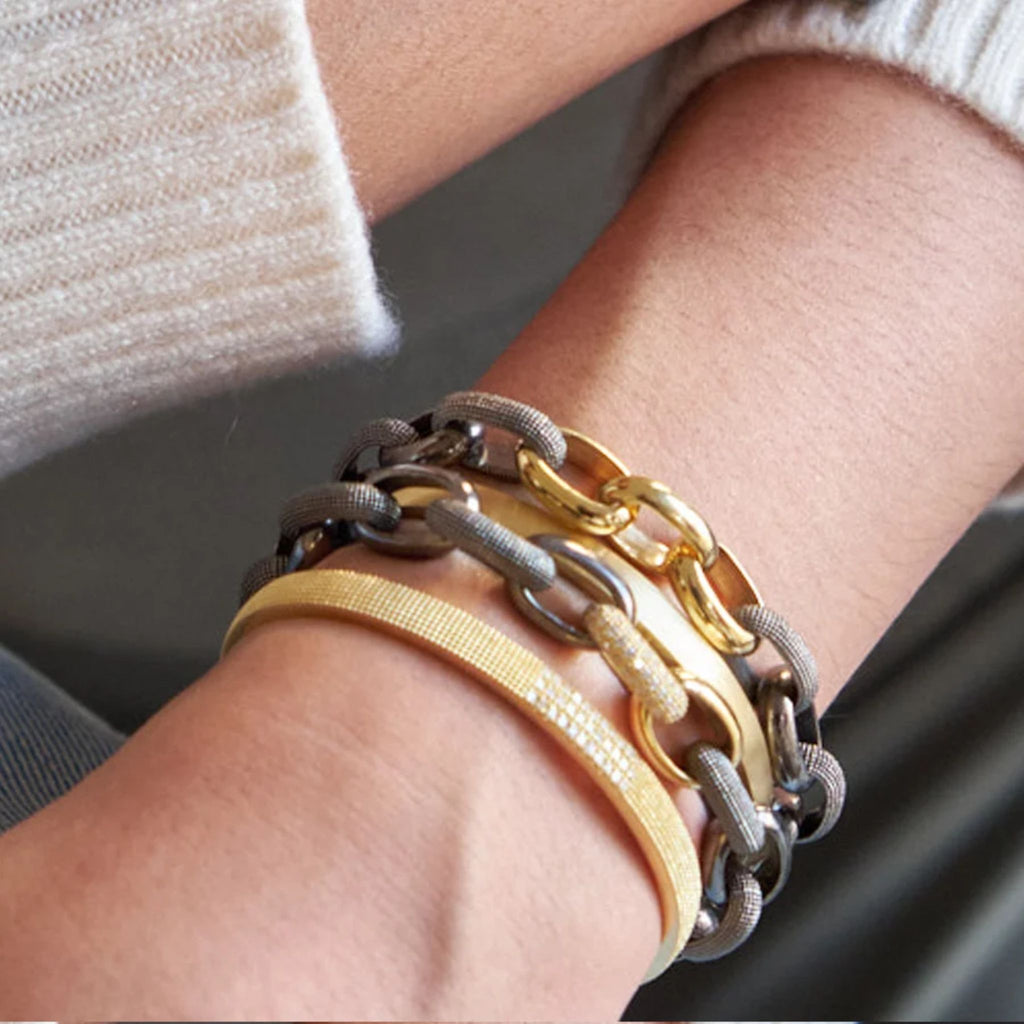 Linn Link Bracelet in Vintage Finish Sterling Silver and Yellow Gold