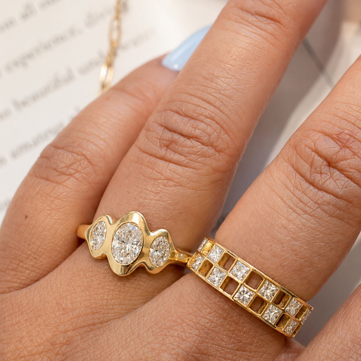 Triple Gypset Ring in Yellow Gold