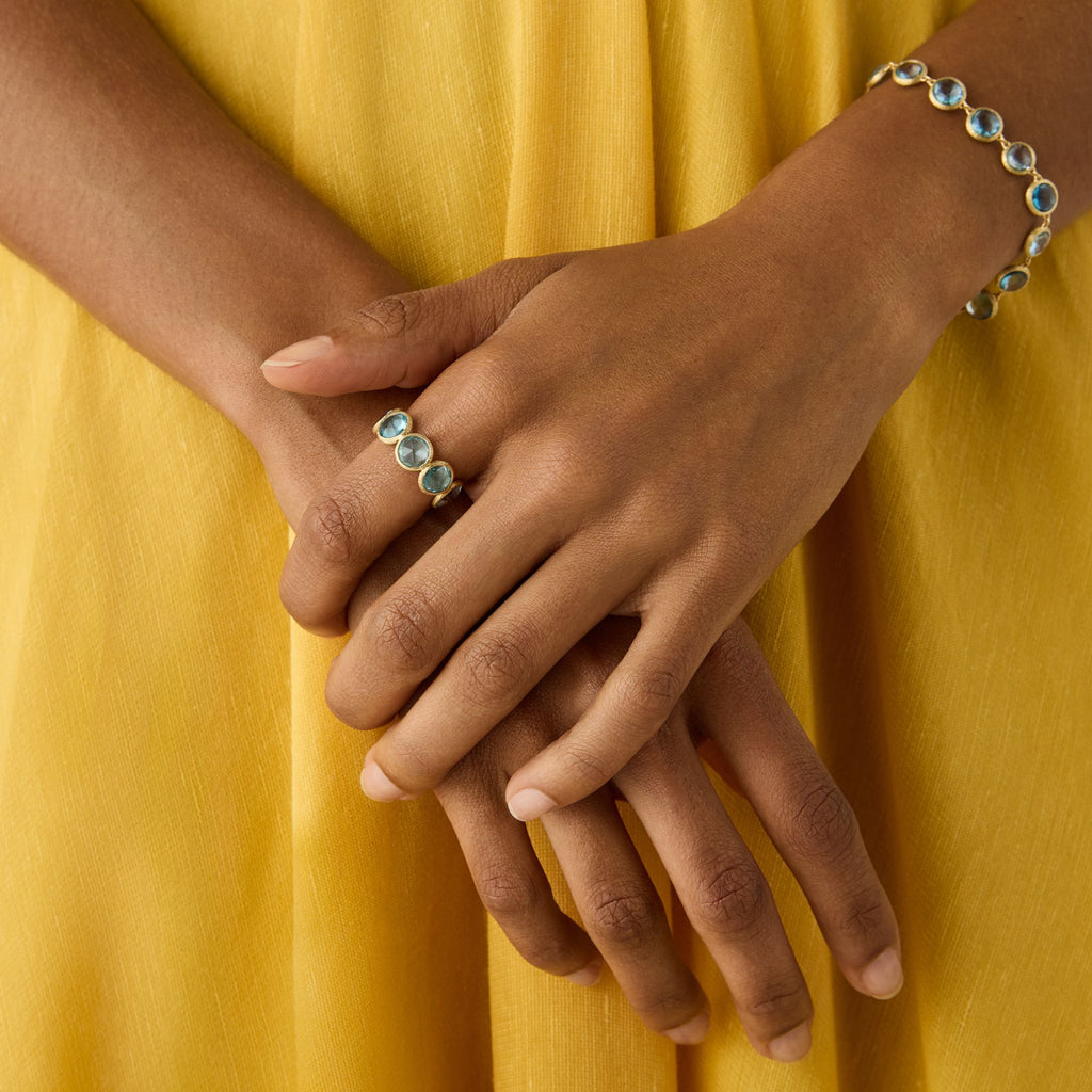 Jaipur Blue Topaz Ring in Yellow Gold
