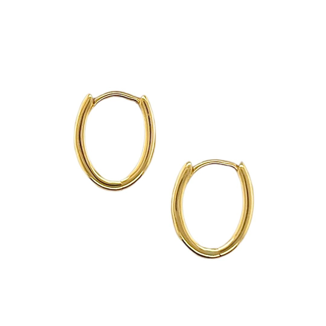 Oval Huggies in Yellow Gold