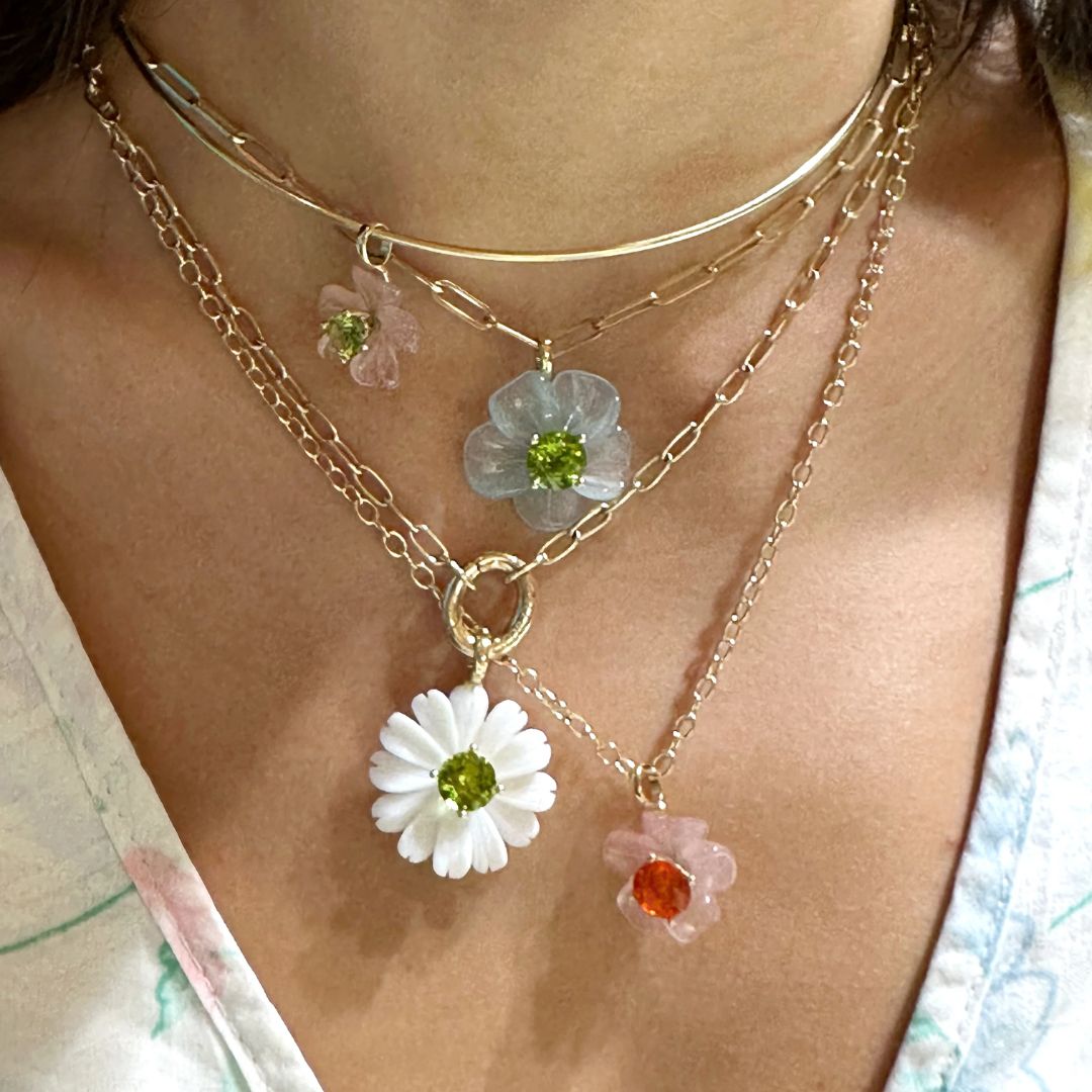 Wild Flower Pendant in Yellow Gold