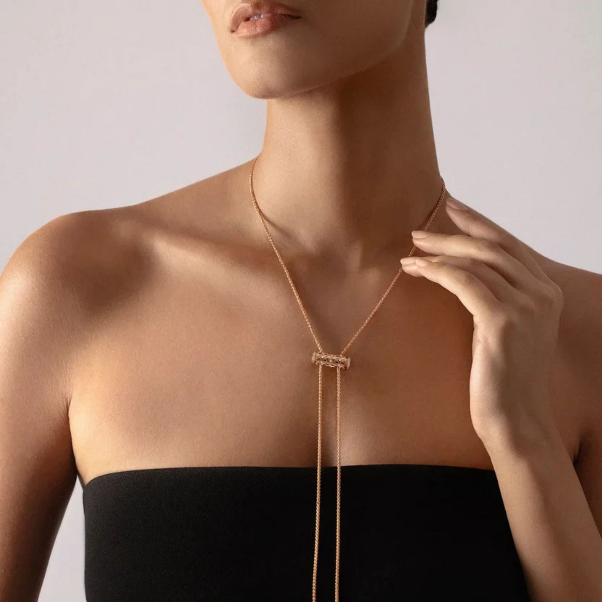 Semi-Paved Latch Pendant in Rose Gold