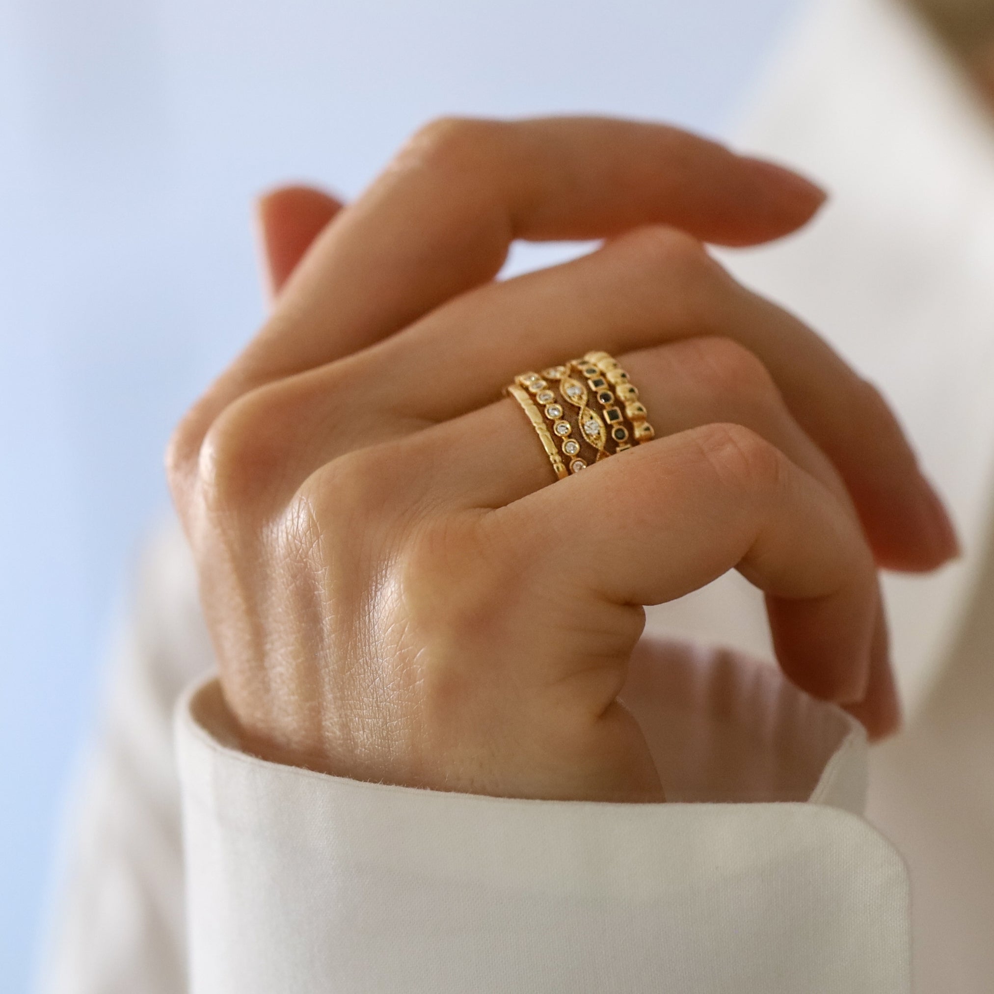 Kate Black Diamond Band in Yellow Gold