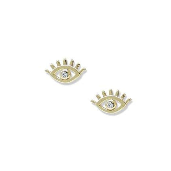 Lash Evil Eye Diamond Studs in Yellow Gold