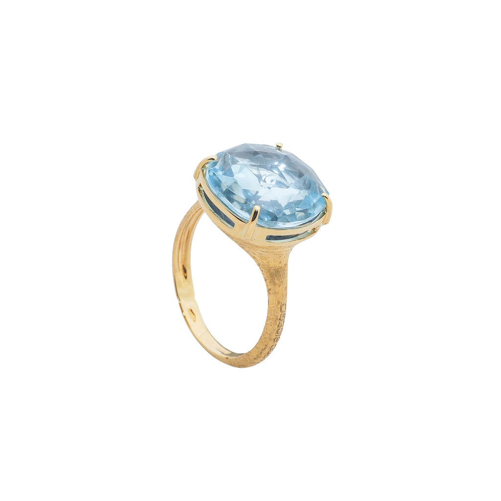 Jaipur Color Blue Topaz Cocktail Ring in Yellow Gold
