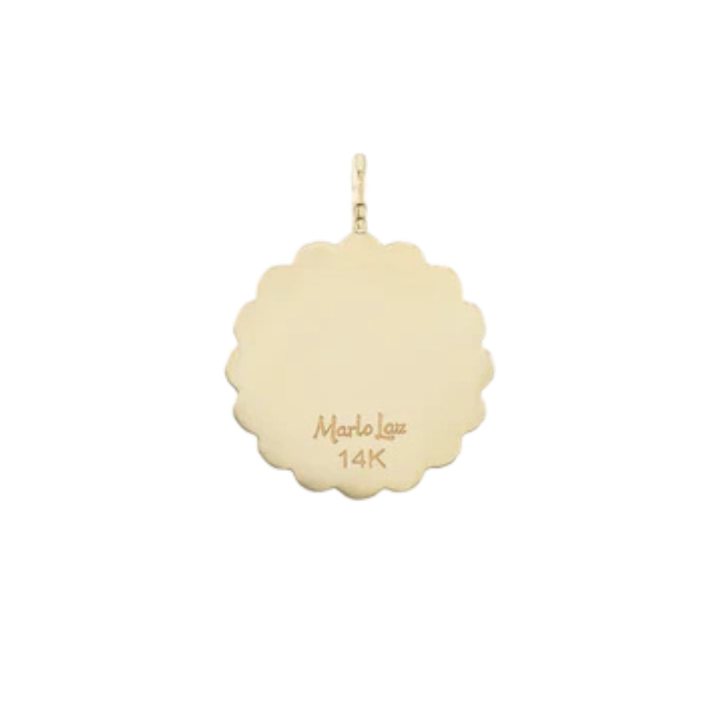 Large Raised Gold Ti Voglio Bene Aquamarine Charm in Yellow Gold