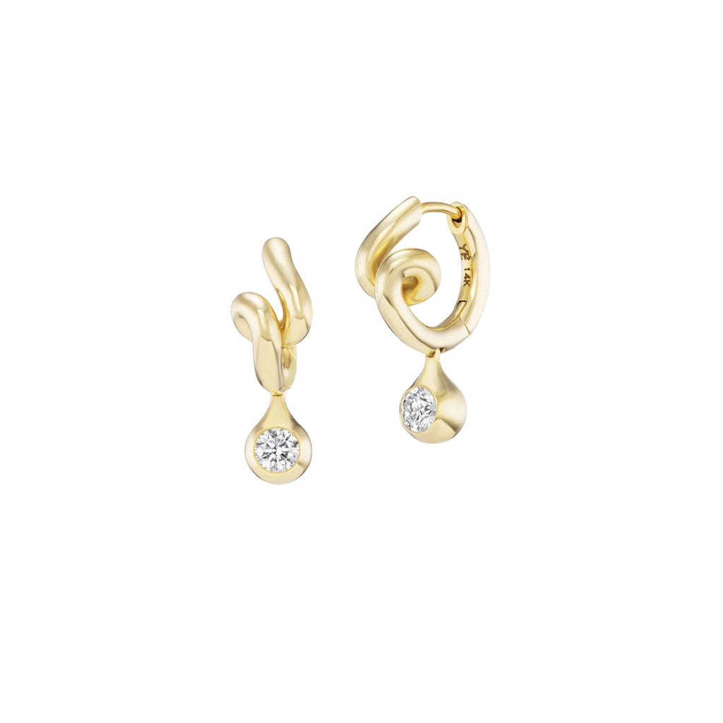 Contour Droplet Huggies in Yellow Gold
