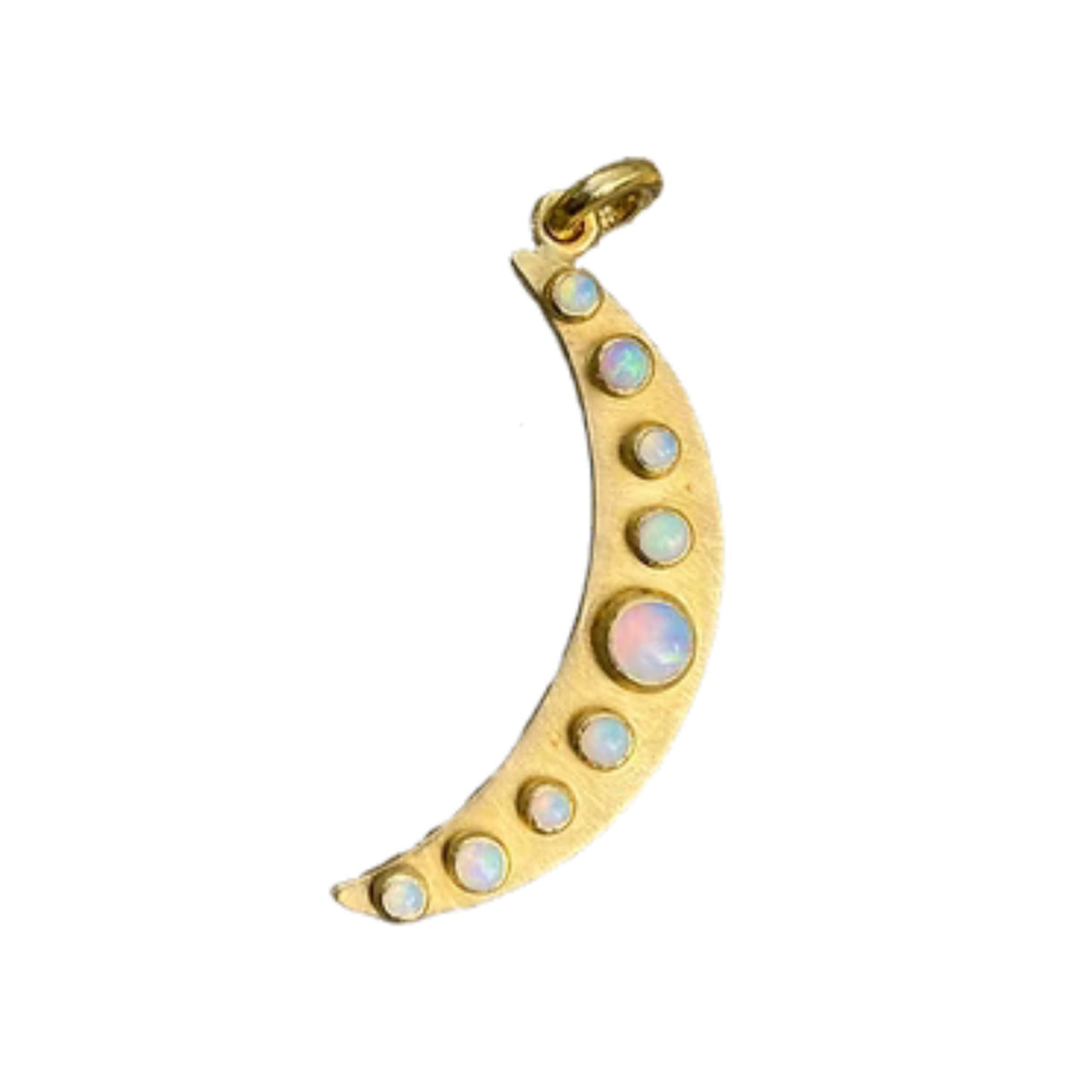 Crescent Moon Australian Opal Lucky Charm in Yellow Gold