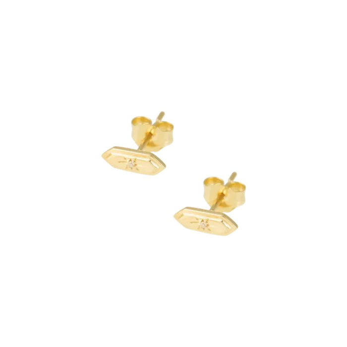 Astra Hexa Diamond Studs in Yellow Gold