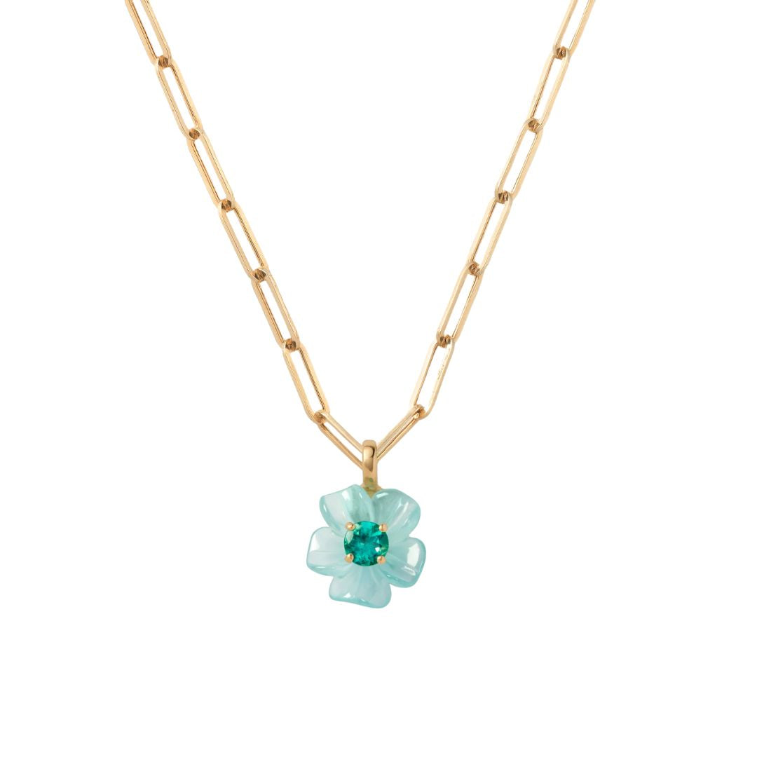 Small Island Flower Pendant in Yellow Gold