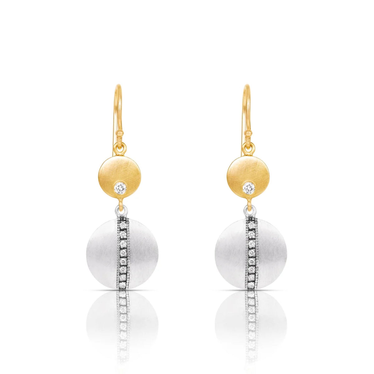 Giala Earrings in Sterling Silver and Yellow Gold