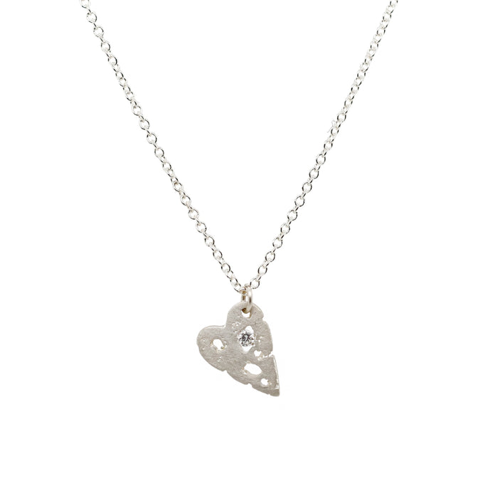 Mini Shadow Heart Diamond Necklace in Sterling Silver