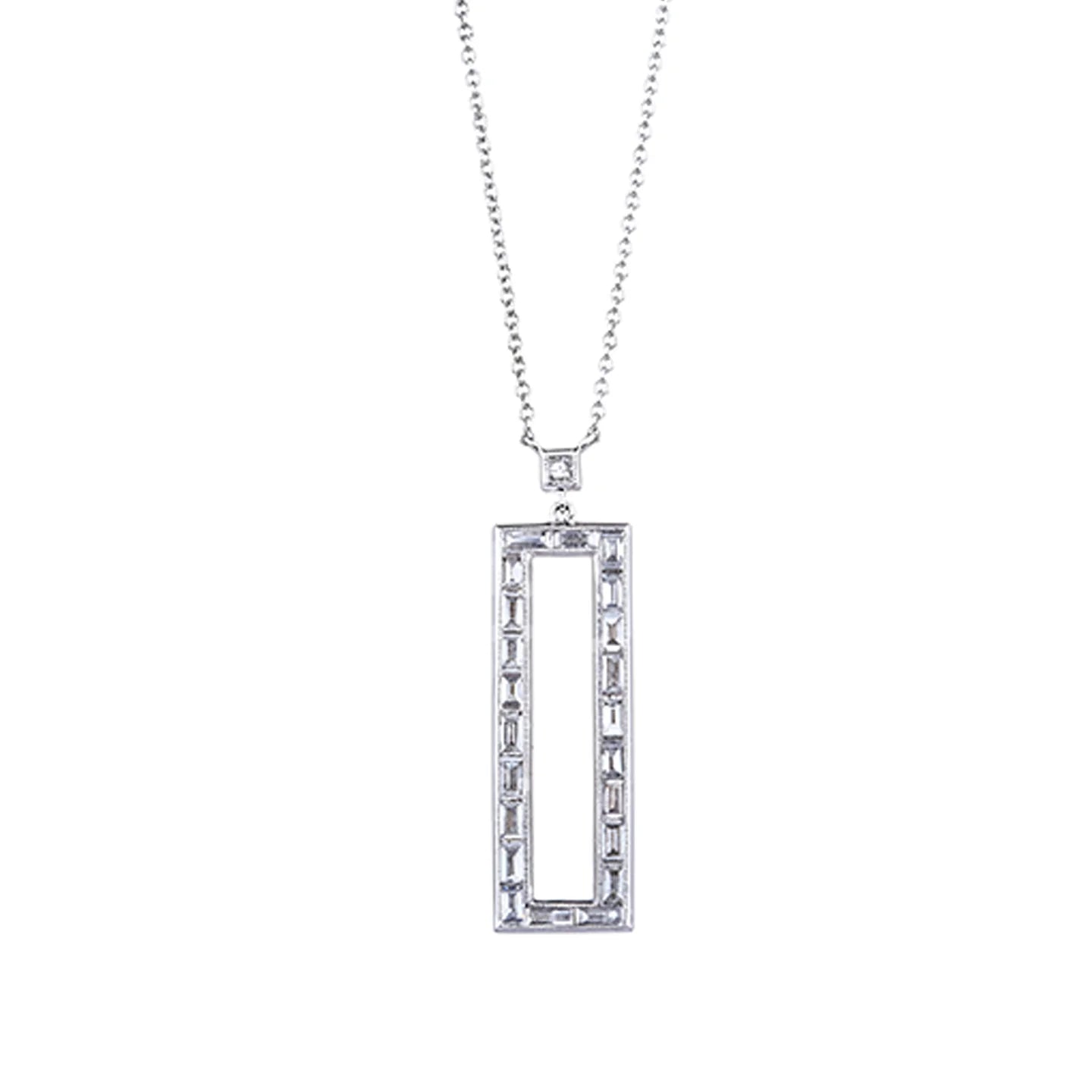 Silhouette White Diamond Rectangle Necklace