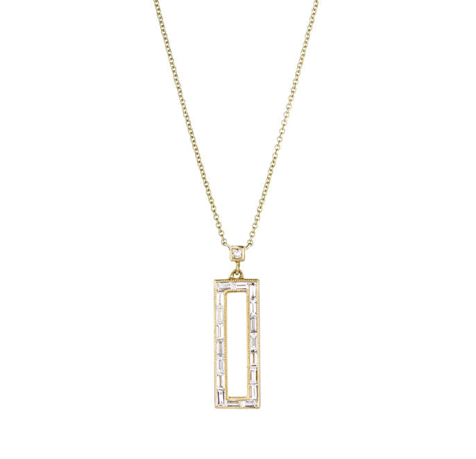 Silhouette White Diamond Rectangle Necklace