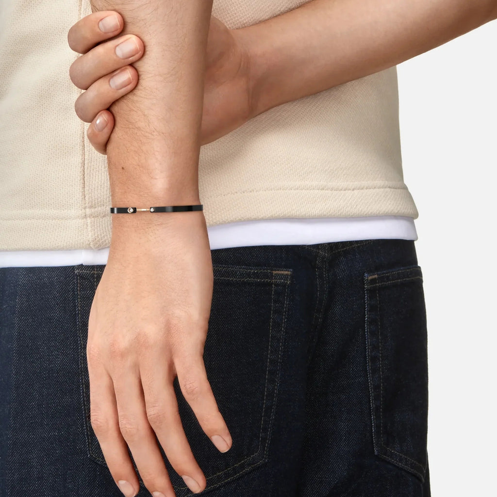 Midnight In Manhattan Mood Bangle in Titanium and Yellow Gold