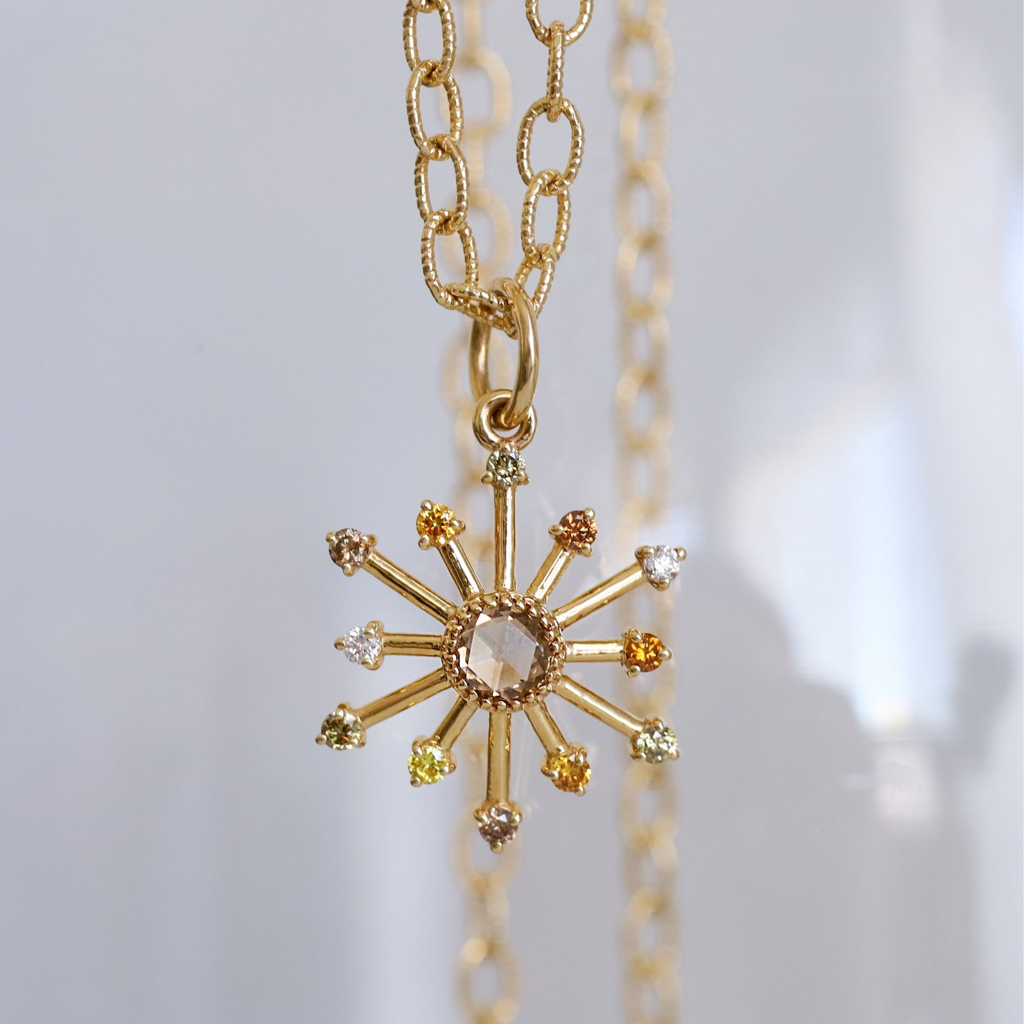 Leena Multi-Color Diamond Pendant in Yellow Gold