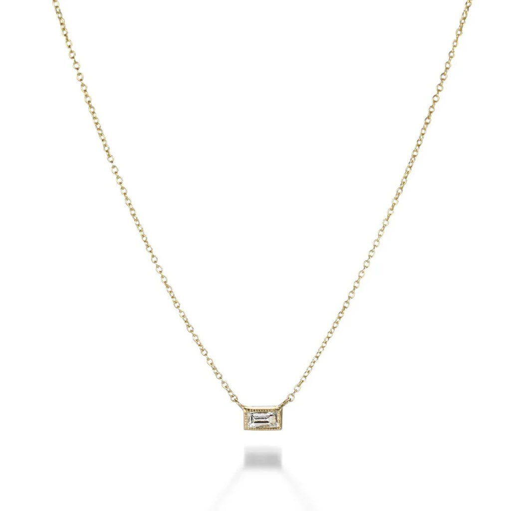Silhouette 1 Stone White Diamond Necklace