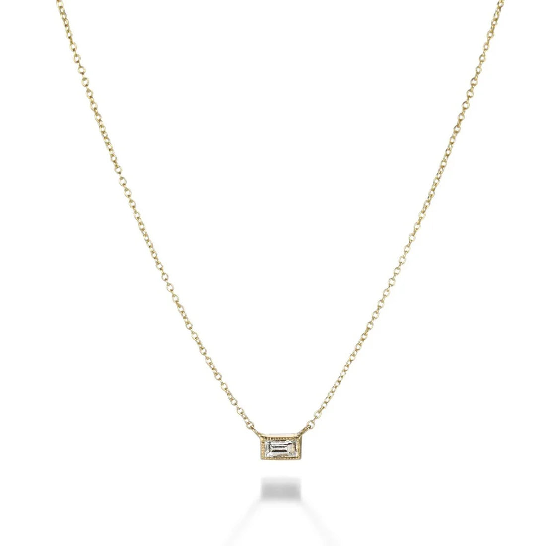 Silhouette 1 Stone White Diamond Necklace