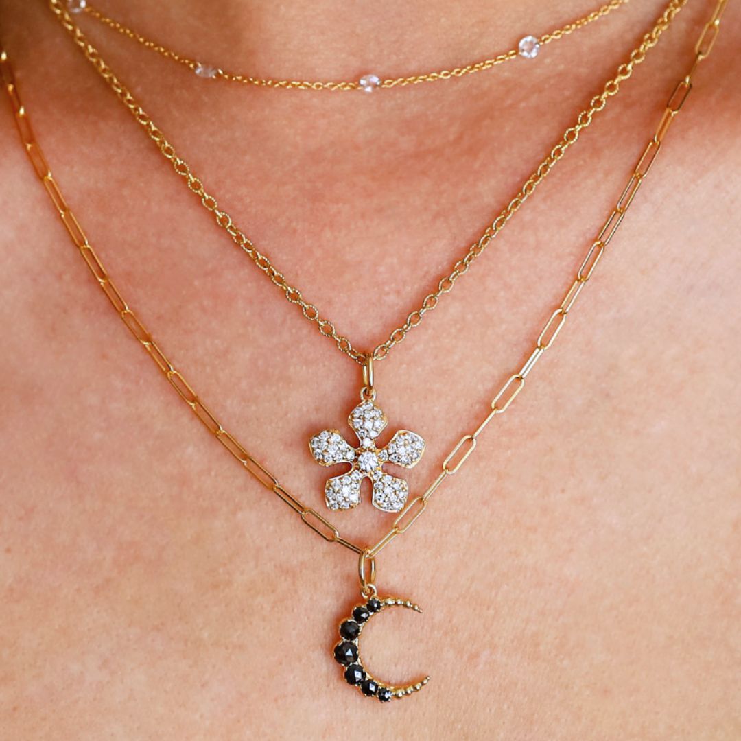 Crescent Small Black Diamond Pendant