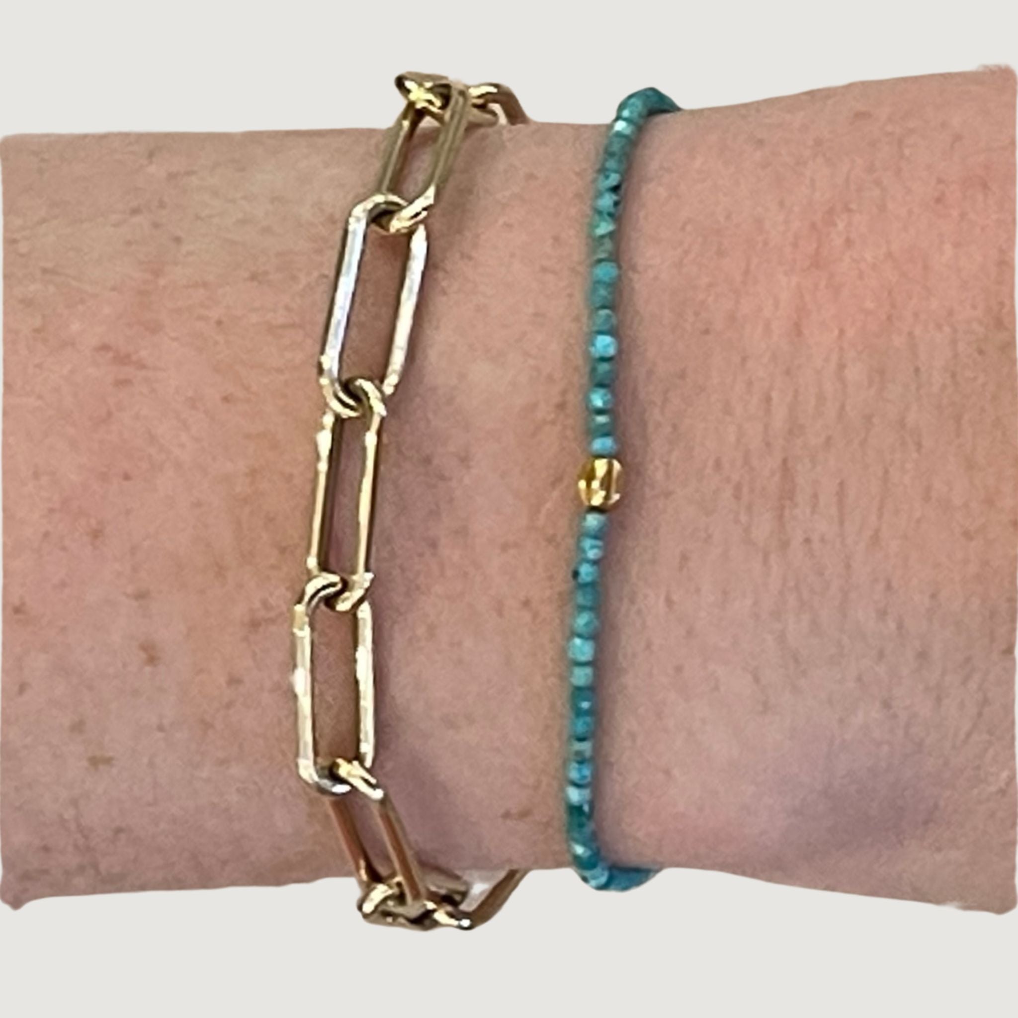 Turquoise Beaded Bracelet in Yellow Gold