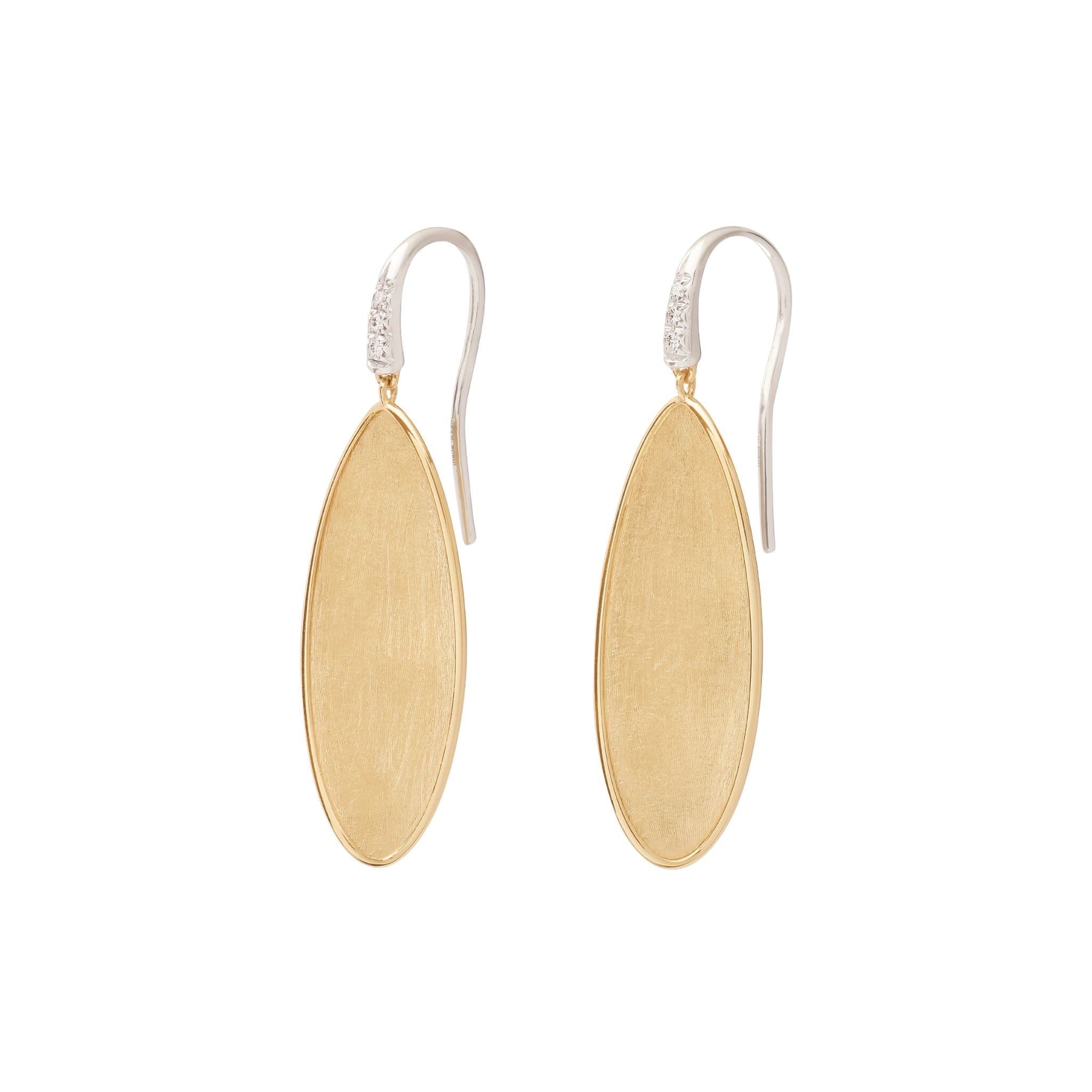 Lunaria Twist Diamond Earrings in Yellow and White Gold